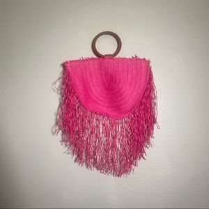 Pink Straw Purse